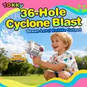 TOKKY Electric Bubble Gun for Kids, 36-Hole High-Density Bubbles, Leak-Proof Large Bottle, Colorful Lights, Includes Refill Fluid, Easy Assembly Outdoor Toy - Pink image 1