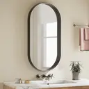 Melodieux Black Bathroom Vanity Mirror for Wall, 55x75 cm Metal Framed Wall Mirror Oval, Decorative Mirror for Bedroom Living Room Entryway Horizontally or Vertically image 6