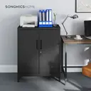 Ochama x SONGMICS Armoire de Bureau à 2 Portes, Verrouillable, en Acier, pour Bureau, Salon, Noir image 4