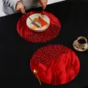 6pcs, Red,Sea Flower PVC Round Placemat, Holiday Table Decoration Placemats, Vase Mats, Party Wedding Placemats image 3