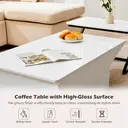 CLIPOP White High Gloss Coffee Tables for Living Room Set of 2 with Storage Drawer, Modern Rectangle Tea Tables, Centre Table image 5