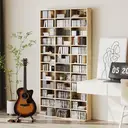 HOMCOM Rangements pour CD et DVD, étagère rangement, capacité max. 1116 CD/528 DVD, 36 compartiments et étagères réglables, pour bureau, salon, chambre, 102 x 23,5 x 195 cm, chêne image 4