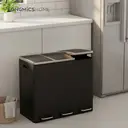 SONGMICSHOME Triple Recycling Bin, 3 x 18L Pedal Waste Bins with Soft-Close Lids, Steel, for Kitchen, Black image 3
