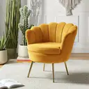 Fauteuil en Velours HULALA HOME avec Dossier Épais, Design Moderne et Pieds Dorés, Idéal pour le Salon et la Chambre, Jaune image 8