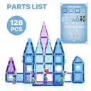 Tokky 128-Piece Magnetic Tiles Ice Kingdom Theme Ice Crystal Blue Translucent Castle Building Set Strong Magnetic Structure STEAM Enlightenment ABS Safe Material Color Box Packaging G013 image 6