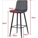 CLIPOP Velvet Bar Stools with Backrests Set of 2, Matte Black Metal Legs, 2 PCS Kitchen Counter Bar Stools (65 cm Seat Height) 051 Grey image 2