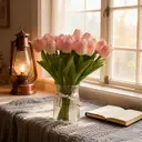 Wei's Moment 7-Pack Real Touch Artificial Tulip Flowers - Light Pink Latex Blooms for Home Wedding Party Decoration, DIY Crafts image 1