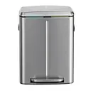SONGMICSHOME 40L Double Kitchen Bin with Lids, Rubbish Bin, Soft Close with Plastic Inner Buckets, Silver image 1