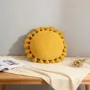 MEROPE, Coussin rond à franges en acrylique, 45x45 cm, jaune, 1 pack image 0