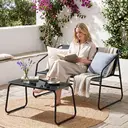 Ensemble de mobilier de jardin 4 pièces, groupe de sièges d'extérieur en Textilène avec banc 2 places, 2 chaises et table à p image 8