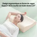 ochama Oreiller en Latex Dream Wave - Origine Thaïlande, Oreiller Ergonomique pour le Soulagement du Cou et des Épaules, Conception Classique en Vagues, Retour lent et durable - Chambre à coucher, Confort du sommeil - 60*40*10/12 cm, 93% de latex image 2