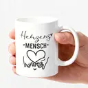 Alphynix 1pc Herzensmensch Mug, 11oz White Ceramic Cup with German Word for "Sweetheart" and Hands Making a Heart, Meaningful Gift for Loved Ones image 2
