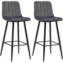 CLIPOP Velvet Bar Stools with Backrests Set of 2, Matte Black Metal Legs, 2 PCS Kitchen Counter Bar Stools (65 cm Seat Height) 051 Grey image 0