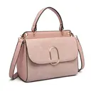 Miss Lulu Suede PU Leather Shoulder Bag, Top Handle Crossbody Purse, Elegant Saddle Handbag for Work Wedding Evening Daily pink image 1
