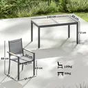 Outsunny Salon de Jardin 7 Pièces - Table Effet Bois Sans Entretien et 6 Chaises Empilables en Textilène - Ensemble Mobilier de Jardin Résistant pour Repas en Terrasse, Gris Anthracite image 2
