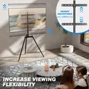Tripod Easel TV Stand for 32-65 Inch Screen - Swivel and Height Adjustment TV Floor Stand - Max VESA 400x400mm - Max Load 35kgs - Black image 2