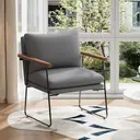 Ckaff Fauteuil à Oreilles XL pour Salon 65 x 62 x 83 cm, Fauteuil Lounge/Relax avec Cadre Métallique, Revêtement en Tissu Bouclé (Velours Côtelé), Gris, 1 Pièce image 5