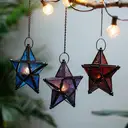 Red Glass Star Lantern Hanging Ornaments Set of 1 image 5