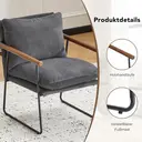 Ckaff Fauteuil à Oreilles XL pour Salon 65 x 62 x 83 cm, Fauteuil Lounge/Relax avec Cadre Métallique, Revêtement en Tissu Bouclé (Velours Côtelé), Gris, 1 Pièce image 1