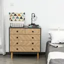 HOMCOM Drawer Chest Herringbone 5 Drawers Black/Oak Effect image 2
