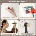 KAPANOU Lot de 8 porte-manteaux muraux en bois avec support métallique robuste - Noir image 2