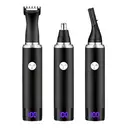 Sparoma 3-in-1 Nose & Facial Hair Trimmer for Men – Trimmer for Nose & Ear Hair & Eyebrow & Detail, 7800 RPM High-Speed Motor, 120-Min Runtime, IPX7 Waterproof – Precision Stainless Steel Dual-Blade Head, LED Display – Type-C Rechargeable, TC-016 3-IN-1, Black image 1