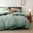 Bedsure Parure de lit 100 % polyester vert - 2 housses 135 x 200 cm et 2 taies 80 x 80 cm image 2