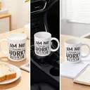 Alphynix 1pc 11oz White Mug with "I AM NOT FEELING WORKY TODAY" Quote in Playful Typography, Relatable Work Humor Christmas or Thanksgiving Gift image 5
