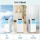 Humhold 9000 BTU mobiele airconditioner, 2,6 kW compacte 3-in-1 AC-unit, koelt tot 33 m², ontvochtiger & ventilator, stille slaapstand, 24-uurs timer, inclusief universeel raamkit image 3
