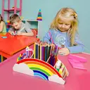 GAMENOTE Organisateur de bureau porte-crayons en bois arc-en-ciel image 4