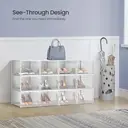 Plastic Shoe Box, Pack of 12, 35x25x18.5cm, Transparent and White image 3