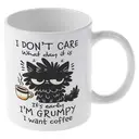 Alphynix 1 Mug blanc 33cl avec "Je me fiche du jour qu'il est" Grumpy Cat & citation café, cadeau humour matinal relatable pour Noël ou Thanksgiving,Le cadeau de la saint-valentin, cadeau d’anniversaire image 3