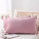 Phantoscope Pack of 2 Corduroy Soft Pillow Covers Decorative Striped Velvet Throw Pillows with Cotton Tassels Ultra Solid Cushion Covers Pillowcases,Light Purple 30 x 50cm image 0