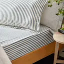 Yard Fitted Sheet Hebden Stripe 100% Cotton Navy King image 0