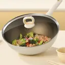 COOKER KING Wok antiadhésif 32 cm avec couvercle en verre, revêtement antiadhésif titane, sans PFOA, compatible induction image 1