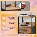 WLIVE Bedside Table,with App-Controlled LED Lights & Charging Station, 2 Fabric Storage Drawers with 2 AC Outlets & 2 USB Ports,Ideal for Bedroom Use,Livingroom (Rustic Brown, 2pcs) image 4