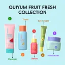 QUIYUM Fruit Skincare Set (14pcs): Includes Cleanser 100g, Toner 160ml, Eye Cream 20g, Serum 30ml, Cream 50g, Eye Masks 6g×3, Lip Masks 6g×3, plus a Headband, Makeup Mirror, and a 14-inch Cartoon Yellow Travel Case. image 4