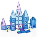 Tokky 128-Piece Magnetic Tiles Ice Kingdom Theme Ice Crystal Blue Translucent Castle Building Set Strong Magnetic Structure STEAM Enlightenment ABS Safe Material Color Box Packaging G013 image 1