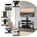 Corner TV Stand for 32-70 inch LED LCD OLED Plasma Flat Curved TVs, Height Adjustable TV Cabinet With Bracket up to 40kgs, Swivel TV Floor Stand with Tempered Glass Shelves Max VESA 600x400mm image 4