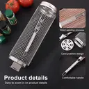 Huacan Panier de barbecue circulant amovible en acier inoxydable, outil de barbecue fumé, portable pour l'extérieur, 1 pièce image 3