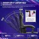 GTIMEX Chaise de gaming ergonomique réglable avec repose-pieds télescopique, appui-tête et soutien lombaire capacité de 150 kg - Gris image 2
