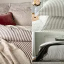 Yard Fitted Sheet Hebden Stripe 100% Cotton Beetroot Single image 2