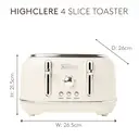 Haden Highclere Retro 4 Slice Toaster, Cord Storage, Coated Stainless Steel, Cream - 197252 image 5