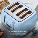 Swan Retro Revive 4 Slice Toaster, Vintage, Cord Storage, Variable Width Slots, 1860W, Coated Stainless Steel, Blue and Chrome Accents - ST19029BLU image 4