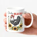 Alphynix 1pc 11oz White Mug with Funny "Chicken MAMA" Farmhouse Design and Red Bow, Unique & Humorous Christmas or Thanksgiving Gift image 2