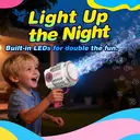TOKKY Electric Bubble Gun for Kids, 36-Hole High-Density Bubbles, Leak-Proof Large Bottle, Colorful Lights, Includes Refill Fluid, Easy Assembly Outdoor Toy - Pink image 3