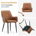 CLIPOP Occasional Dining Chairs Set of 2 Faux Leather Padded Kitchen Chair Accent Armchair with Backrest and Metal Legs, Lounge Living Room Reception Chairs 0224 brown 56*50*89 cm image 7