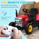 HOMCOM Kids Electric Car, 12V Electric Ride on Tractor and Trailer with Detachable Trailer Remote Control, USB, Horn, Lights, image 6