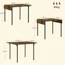 HOMCOM Table de salle à manger pliante table de cuisine extensible avec 2 rabats style industriel rectangulaire pour petit espace, table à abattant pour 2-4 personnes, marron rustique image 2