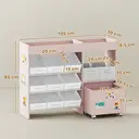 AIYAPLAY Kids Toy Storage Unit, Children Toy Box Organiser with 11 Fabric Bins, Cabinet, Top Shelves, 3 Stickers, Kids Storage Unit Bookshelf for Nursery, Playroom, Kindergarten, Pink image 7